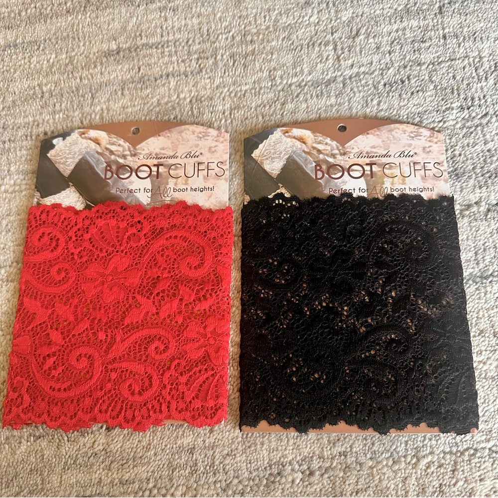 Amanda Blu Red & Black lace boot cuffs